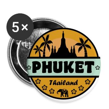 Phuket Thailand - Buttons groß 56 mm (5er Pack) - Weiß - Vorne