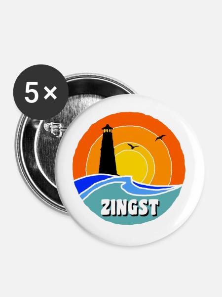 Ostsee Leuchtturm Zingst - Buttons groß 56 mm (5er Pack) - Weiß