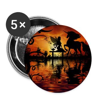 Wonderful fairy with unicorn in the sunet. - Buttons large 2.2''/56 mm (5-pack) - white - Front