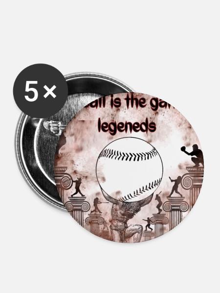 Legendäre Baseball-Illustration mit Säulenmotiv - Buttons groß 56 mm (5er Pack) - Weiß