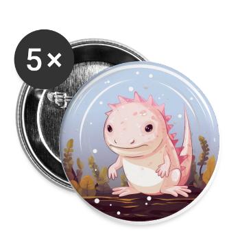 Axolotl - Buttons groß 56 mm (5er Pack) - Weiß - Vorne