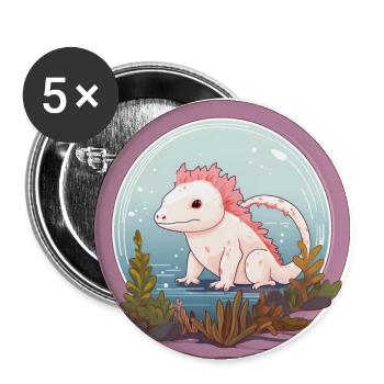 Axolotl - Buttons groß 56 mm (5er Pack) - Weiß - Vorne