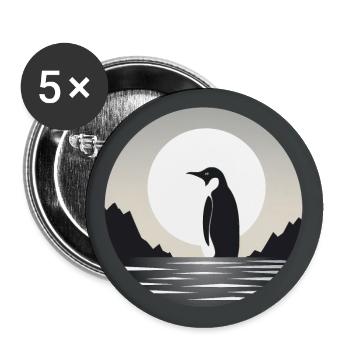 Pingouin - Lot de 5 grands badges (56 mm) - blanc - Devant