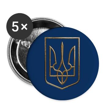 Ukraine Wappen Schild Trident Dreizack Drahtlook 2 - Buttons groß 56 mm (5er Pack) - Weiß - Vorne