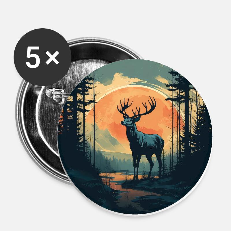 Deer - Buttons large 2.2''/56 mm (5-pack) - white