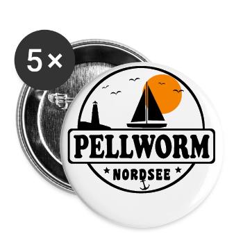 Nordsee Segelboot Leuchtturm Pellworm - Buttons groß 56 mm (5er Pack) - Weiß - Vorne