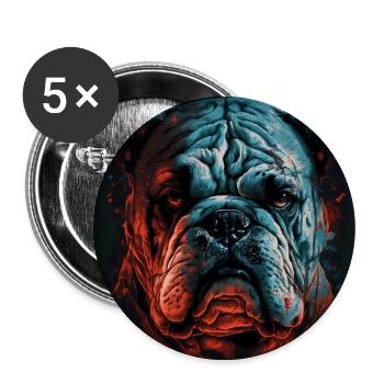Mürrische Englische Bulldogge - Buttons groß 56 mm (5er Pack) - Weiß - Vorne