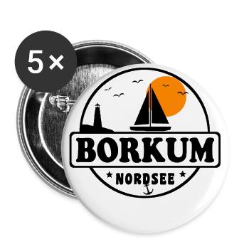 Nordsee Segelboot Leuchtturm Borkum - Buttons groß 56 mm (5er Pack) - Weiß - Vorne
