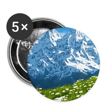 EDELWEISS WIESE BERG ALPENPANORAMA - Buttons groß 56 mm (5er Pack) - Weiß - Vorne