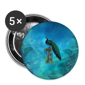 The unique beauty of the fascinating peacock. - Buttons large 2.2''/56 mm (5-pack) - white - Front