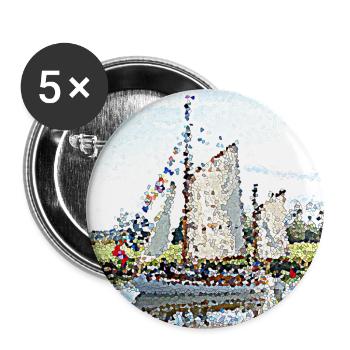 Das Segelboot - Buttons groß 56 mm (5er Pack) - Weiß - Vorne