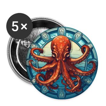 Octopuses - Buttons large 2.2''/56 mm (5-pack) - white - Front