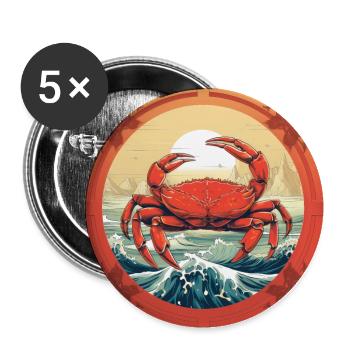 Crabe - Lot de 5 grands badges (56 mm) - blanc - Devant