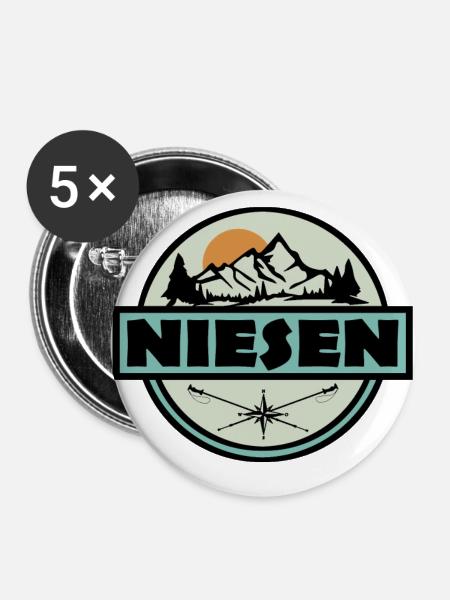 Niesen Schweiz - Buttons groß 56 mm (5er Pack) - Weiß
