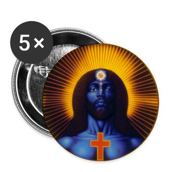 Jésus noir 02 - Lot de 5 grands badges (56 mm) - blanc - Devant