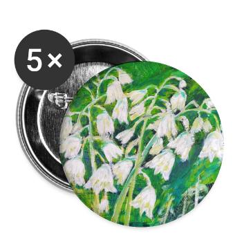 Maiglöckchen im impressionistischen Stil - Buttons groß 56 mm (5er Pack) - Weiß - Vorne