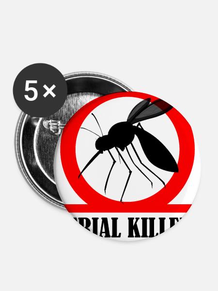 Mücken-Humor-Killer - Buttons groß 56 mm (5er Pack) - Weiß