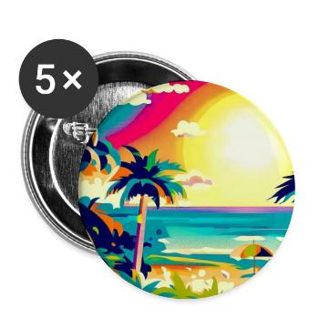 City Pop Sonnenuntergang - Buttons groß 56 mm (5er Pack) - Weiß - Vorne