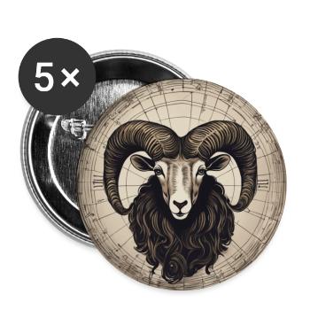 Zodiac Aries - Buttons groß 56 mm (5er Pack) - Weiß - Vorne