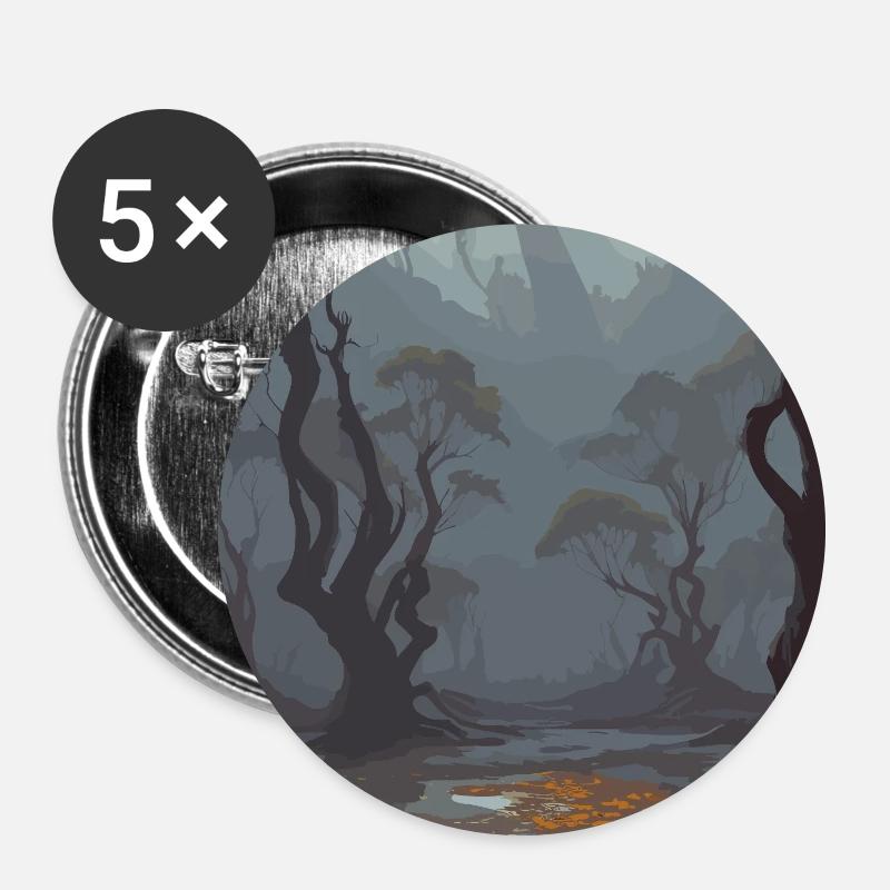 Autumn Forest - Buttons large 2.2''/56 mm (5-pack) - white