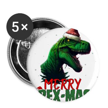Joyeux Rex Mas - Lot de 5 grands badges (56 mm) - blanc - Devant