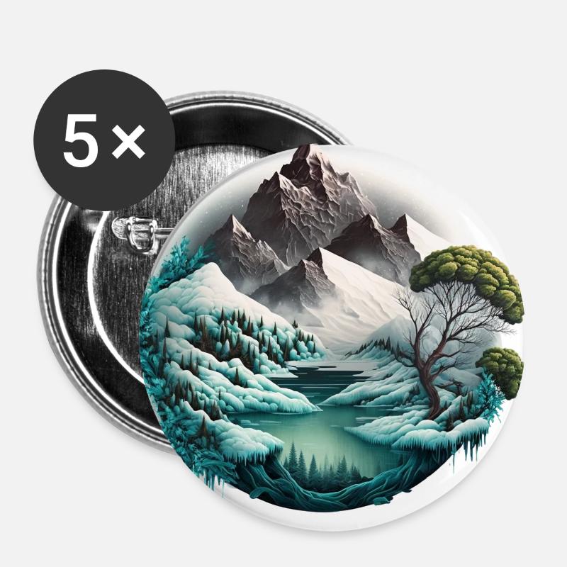 outdoors in nature - Buttons large 2.2''/56 mm (5-pack) - white