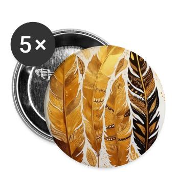 Boho Feathers - Buttons large 2.2''/56 mm (5-pack) - white - Front