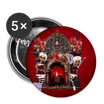 Die Elfen freuen sich auf Weihnachten. - Buttons groß 56 mm (5er Pack) - Weiß - Vorne