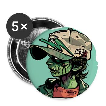 Zombie-Mädchen - Buttons groß 56 mm (5er Pack) - Weiß - Vorne