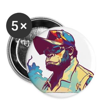 Gorilla with Shades - Buttons large 2.2''/56 mm (5-pack) - white - Front