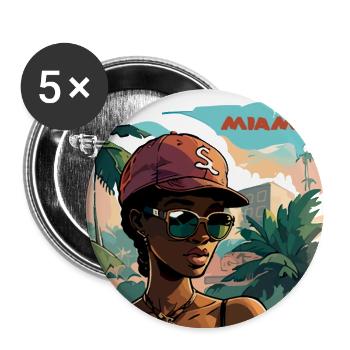 Miami Post Card - Buttons large 2.2''/56 mm (5-pack) - white - Front