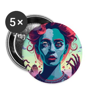 Blaue Sirene der PopArt Vision - Buttons groß 56 mm (5er Pack) - Weiß - Vorne