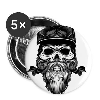 Hardcore Biker - Buttons groß 56 mm (5er Pack) - Weiß - Vorne