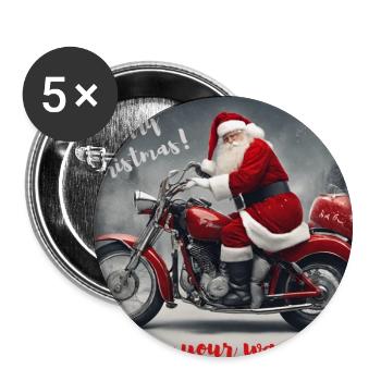 Santa Claus on a motorbike - Buttons large 2.2''/56 mm (5-pack) - white - Front
