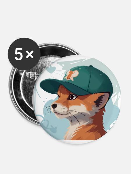 Cooler Fuchs - Buttons groß 56 mm (5er Pack) - Weiß