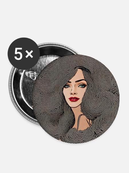Frisur #3 - Buttons groß 56 mm (5er Pack) - Weiß