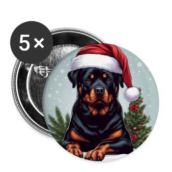 Rottweiler Christmas Eve Spirit - Buttons large 2.2''/56 mm (5-pack) - white - Front