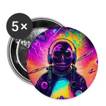 Neon astronaut in colorful universe - Buttons large 2.2''/56 mm (5-pack) - white - Front