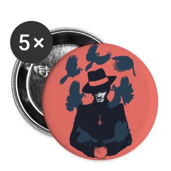 The Cardinal(s) on a peach background - Buttons large 2.2''/56 mm (5-pack) - white - Front