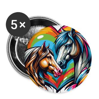 Horse Love In Love Horses Heart Graffiti Style - Buttons large 2.2''/56 mm (5-pack) - white - Front