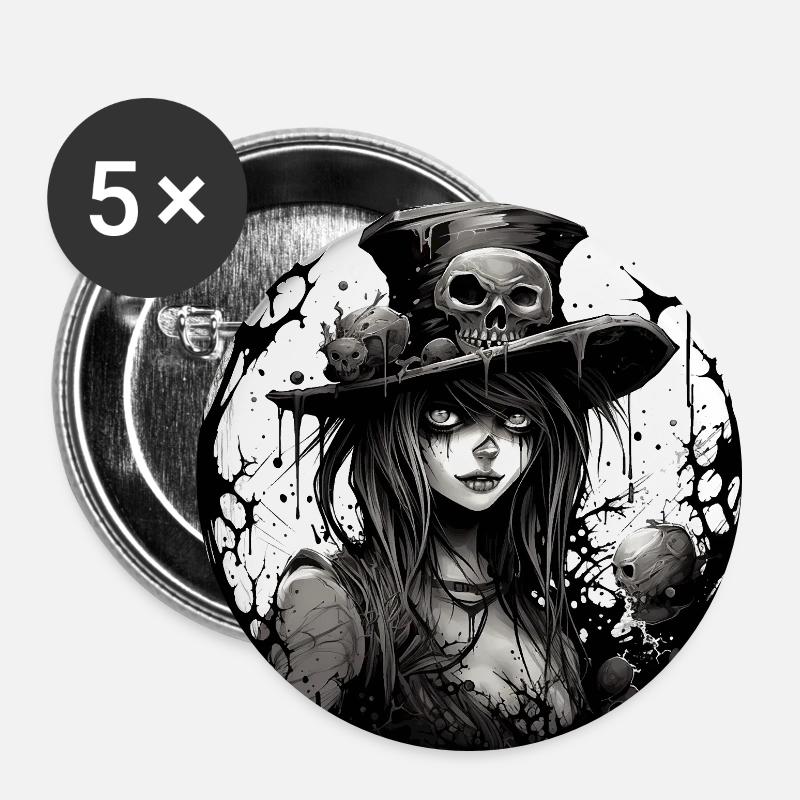 Emo Horrorpunk Girl - Buttons large 2.2''/56 mm (5-pack) - white