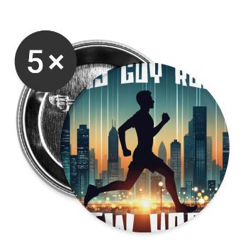 This guy runs Laufshirt - Buttons groß 56 mm (5er Pack) - Weiß - Vorne