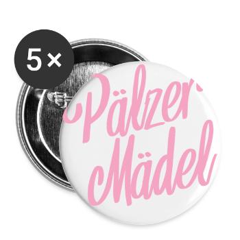 Pälzer Mädel Pfälzerin Pfalz Heimat Liebe Dialekt - Buttons groß 56 mm (5er Pack) - Weiß - Vorne