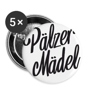 Pälzer Mädel Pfälzerin Pfalz Heimat Liebe Dialekt - Buttons groß 56 mm (5er Pack) - Weiß - Vorne