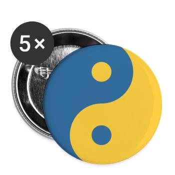 Yin und Yang Symbol in Blau & Gelb Python Coder - Buttons groß 56 mm (5er Pack) - Weiß - Vorne