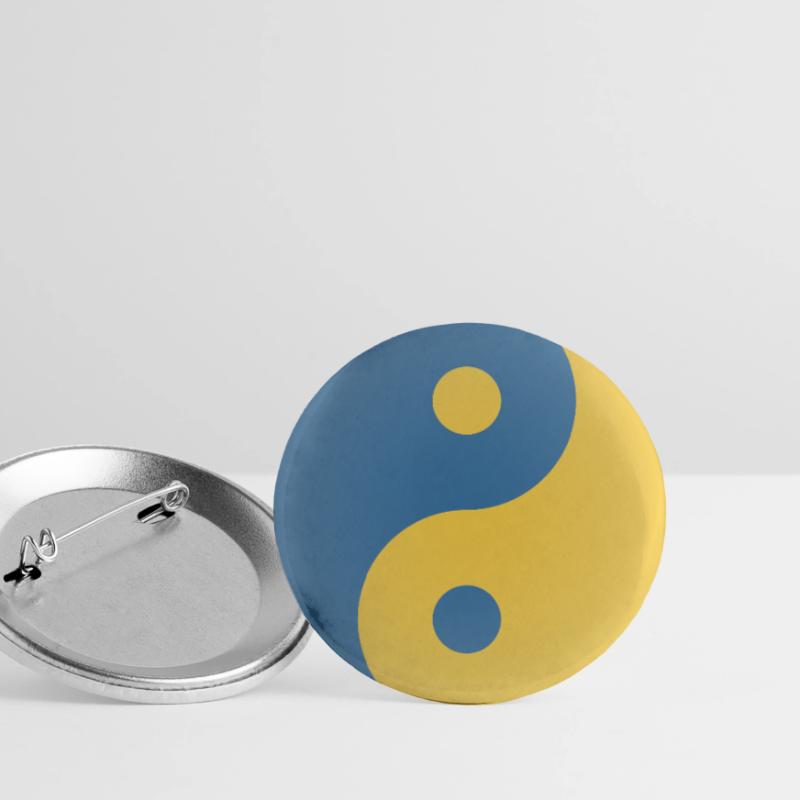 Symbole Yin et Yang dans le codeur Python bleu et jaune Lot de 5 grands badges (56 mm)