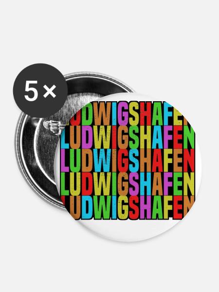 ludwigshafen - Buttons groß 56 mm (5er Pack) - Weiß