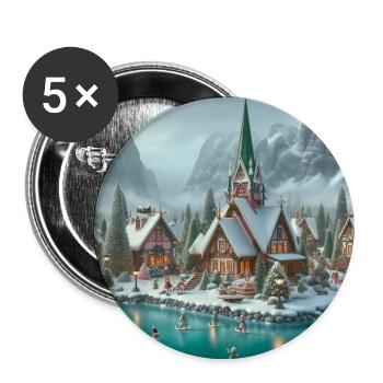 Scandinavian Christmas Village - Buttons large 2.2''/56 mm (5-pack) - white - Front