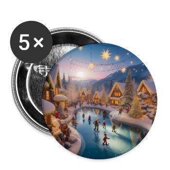 Scandinavian Christmas Village - Buttons large 2.2''/56 mm (5-pack) - white - Front