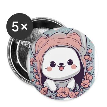 Whimsical Wonderland Companion Cute Animal Pet - Buttons large 2.2''/56 mm (5-pack) - white - Front